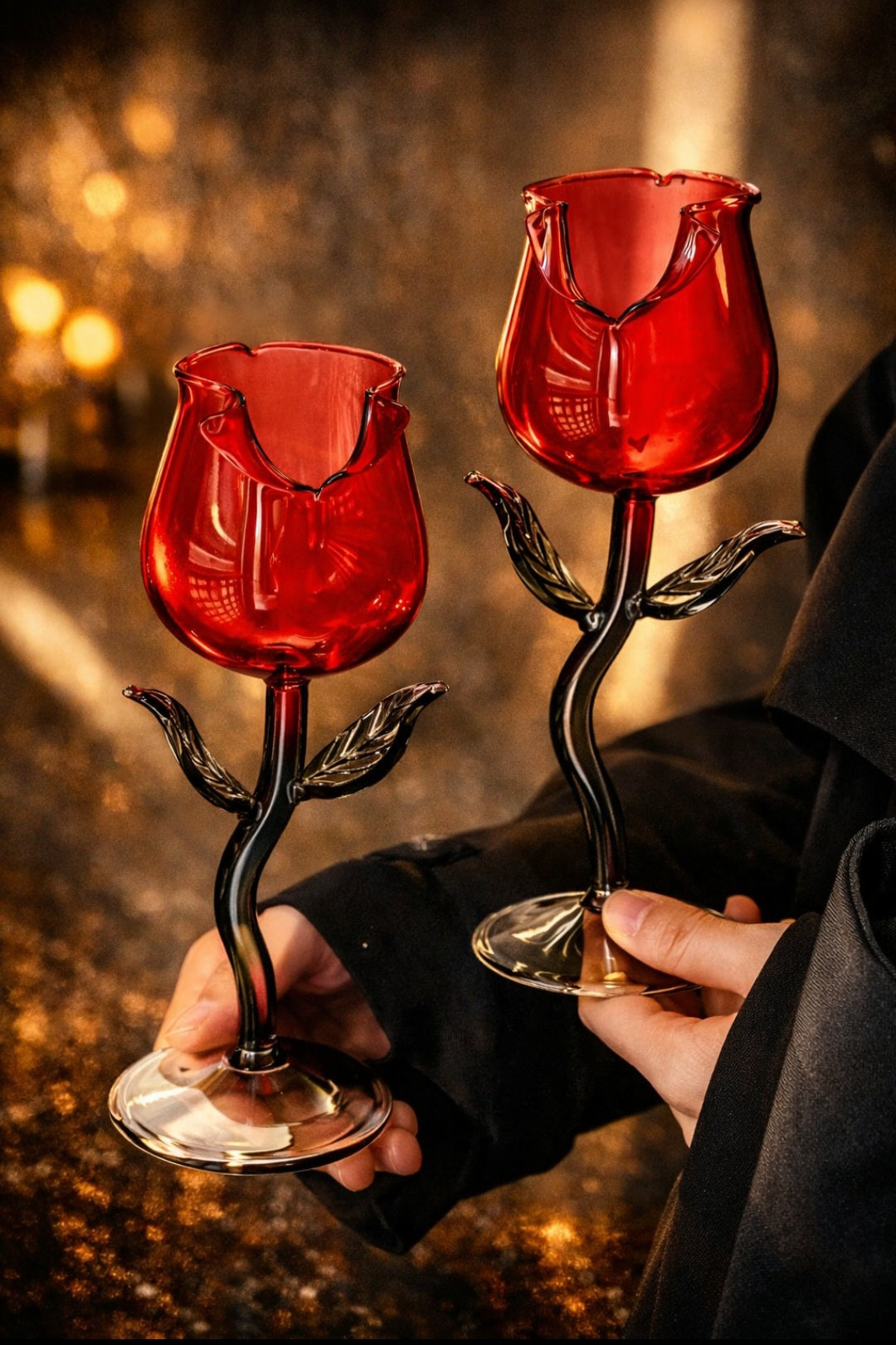 Crimson Rose Crystal Wine Glass
