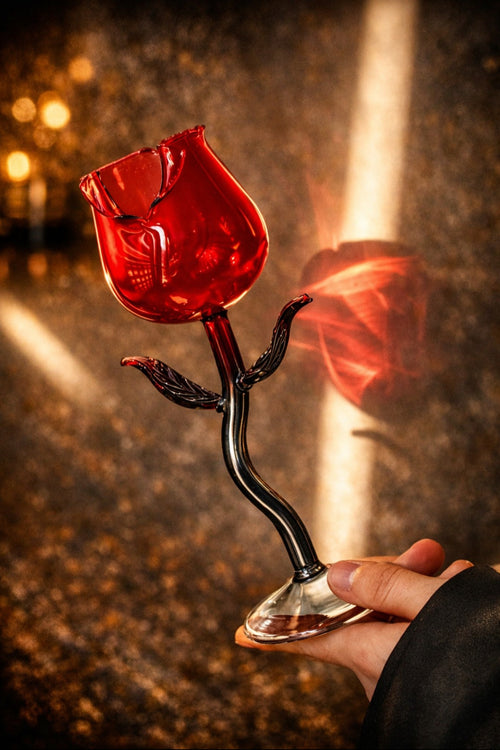 Crimson Rose Crystal Wine Glass
