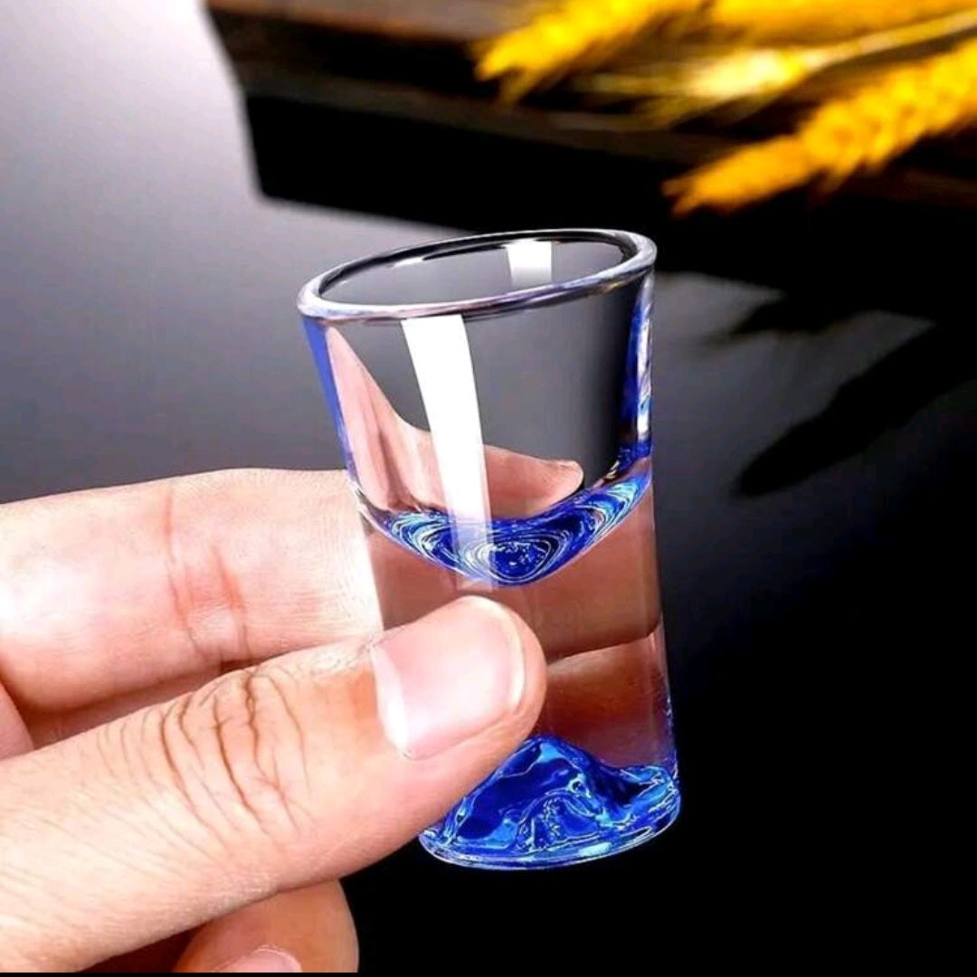 Gold Rim & Blue Crystal Shot Glasses