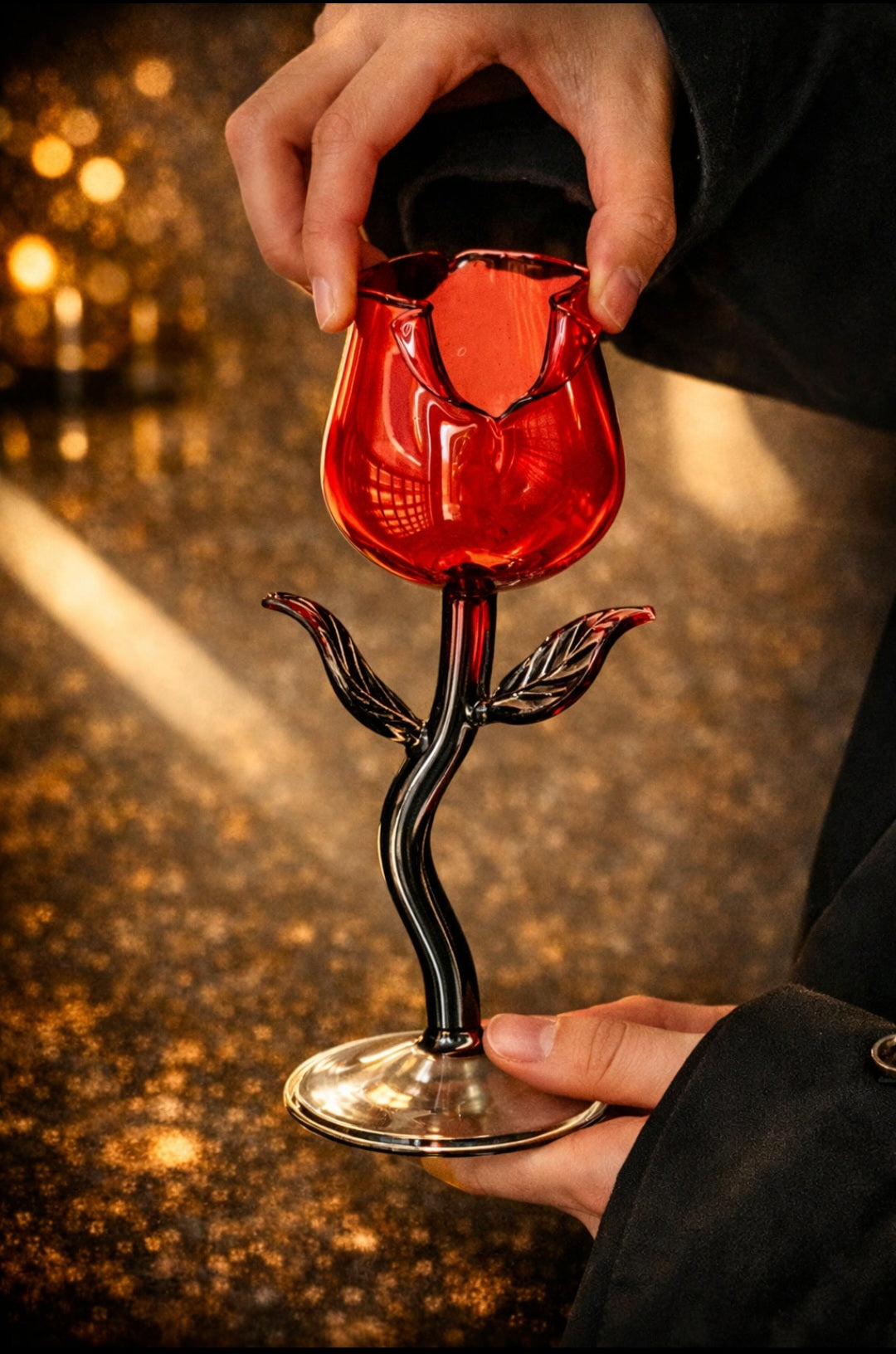 Crimson Rose Crystal Wine Glass