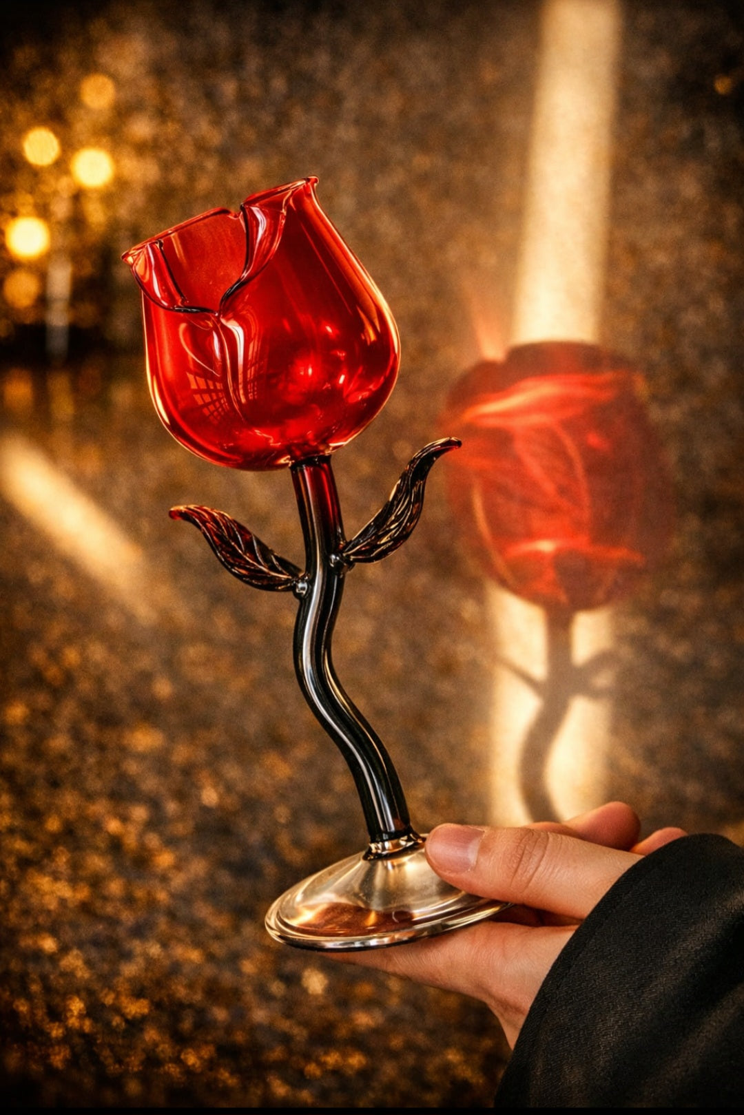 Crimson Rose Crystal Wine Glass
