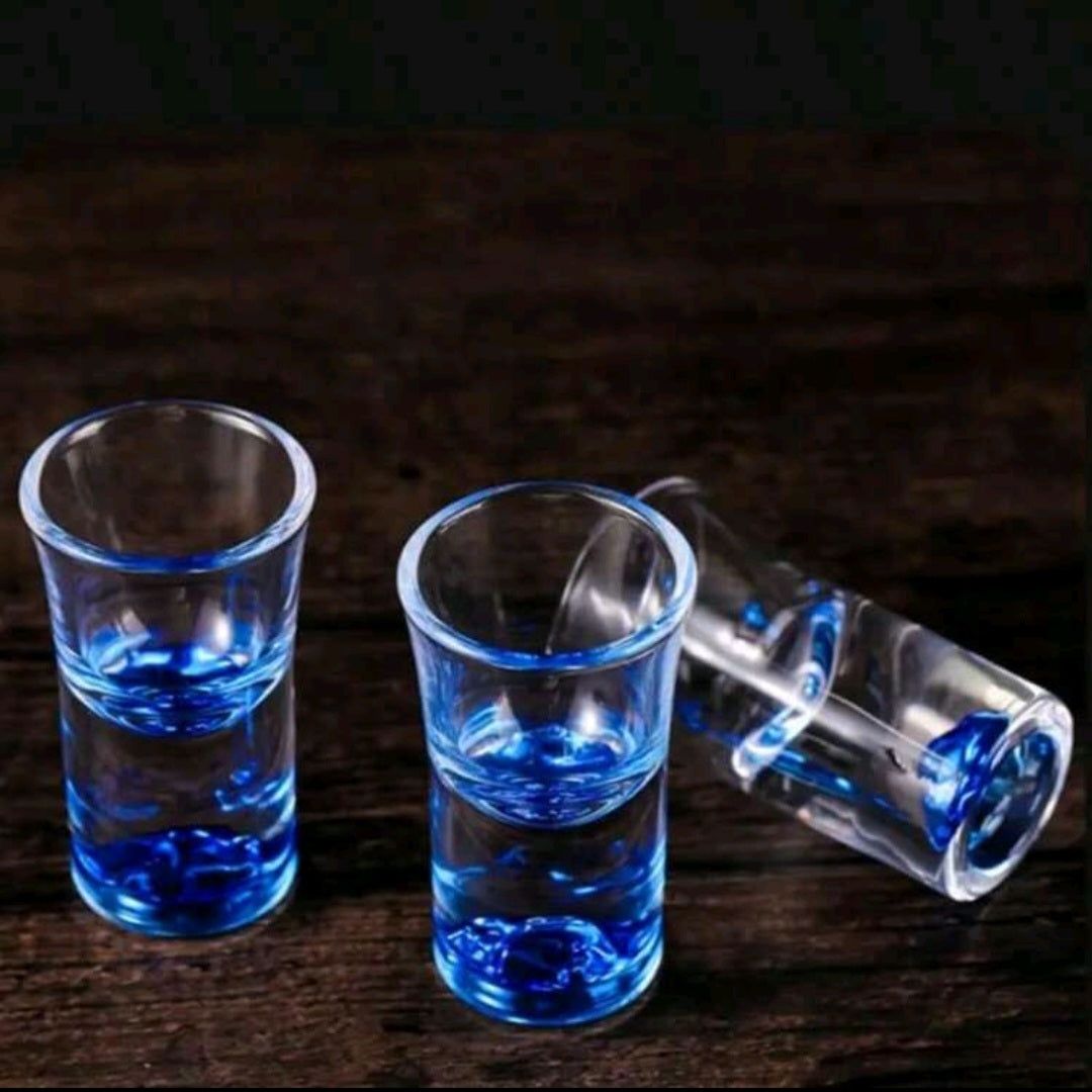 Gold Rim & Blue Crystal Shot Glasses